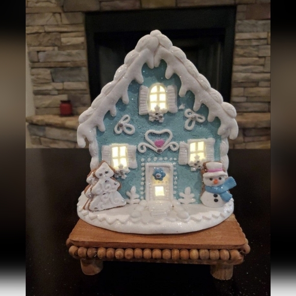 None Other - Pastel Blue Gingerbread House-NWT